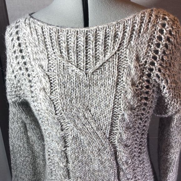 Beretta super soft grey and cream multi knit pattern sweater/ L/Italian/Alpaca - Picture 2 of 14